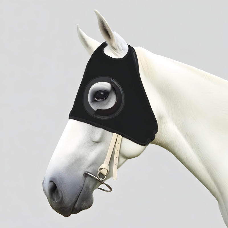 Adjustable Horse Fly Masks - Focus Aid for Racing & Training,Super Comfort Stretchy Equestrian Eye mask Large Eye Space with UV Protection Soft on Skin with Breathability (Black) BLACK
