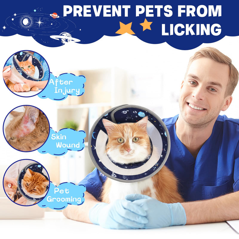 Cat Cone Collar Soft, Breathable Cat Cone Alternative After Surgery, Adjustable Cat Recovery Collar Water Resistant Cat Neck E Collar for Cats Kittens to Stop Licking(Grey,M) M(Neck Girth:8.0"-10") Grey - PawsPlanet Australia