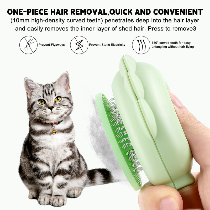 Cat Hair Brush for Shedding, 3-in-1 Pet Spray Hair Removal Comb with Visual Spray & Release Button, Waterproof Dog Grooming Brush for Furry Pet (Green) Green - PawsPlanet Australia