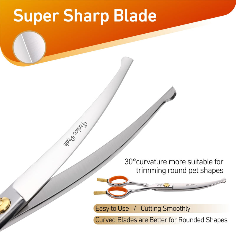 Fenice Peak 6'' Small Curved Scissors Lightweight Dog and Cat Grooming Scissors with Safety Round Tip JP440C Stainless Steel Sharp Blades for Body Facial Nose Ear and Paw Hair Easy Use 6'' - PawsPlanet Australia
