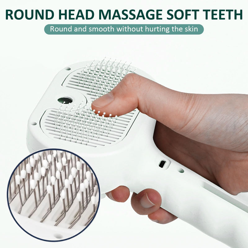 3 In 1 Self Cleaning Steamy Pet Brush, Pets Spray Hair Removal Comb - Anti-Static, Dog Grooming Tool with Steam & Self-Cleaning, Skin-Friendly Design + Bathing Solution - PawsPlanet Australia