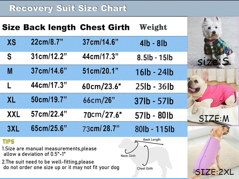 Dog Surgery Recovery Suit - After Spay, Abdominal Wounds Post Surgical Recovery, Anti Licking Breathable Dog Onesies for Small, Medium & Large Pet, Alternative Bandages Cone E-Collar Small (Back length: 12.2") Pink Suit - PawsPlanet Australia
