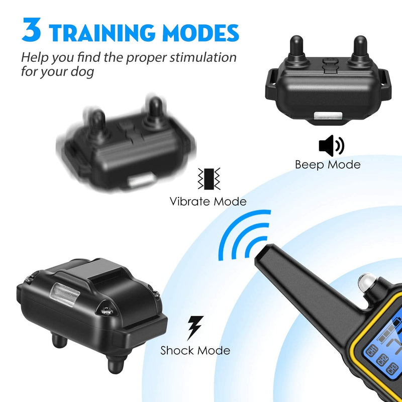 iMounTEK Shock Collar for Dogs, Bark Collar with Remote, Dog Training Collar w/3 Modes, Up to 2600Ft Remote Range, 0~99 Shock Levels, 3 Channels, for Small Medium Large Dog (Collar with Remote) - PawsPlanet Australia