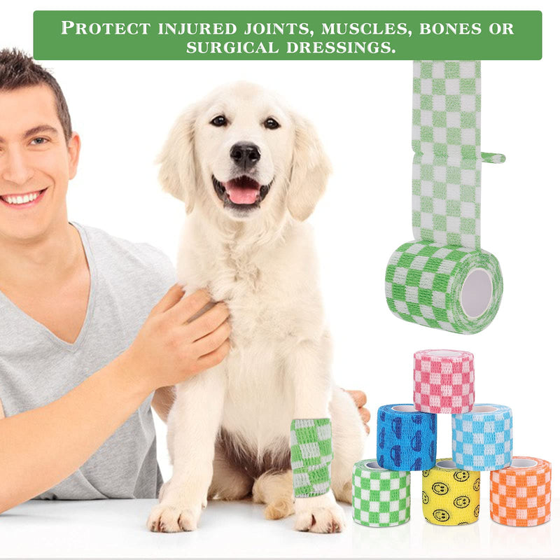 Vet Wrap Self Adhering Bandage Wrap Cohesive Bandage Multi-Function Wrap Tape for Dogs Cats Horses Birds Animals Non-Woven Strong Sports Tape for Wrist Healing Ankle Sprain & Swelling 12 Rolls 2inch Mixed-2 12 Rolls - PawsPlanet Australia