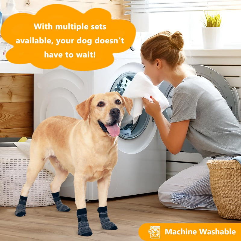 Dog Socks 12 Pack to Prevent Licking Paws, Anti Slip Dog Booties and Paw Protectors for Hardwood Floors Hot Pavement, Suitable for Small Medium Large Senior Dogs - Size Large - PawsPlanet Australia
