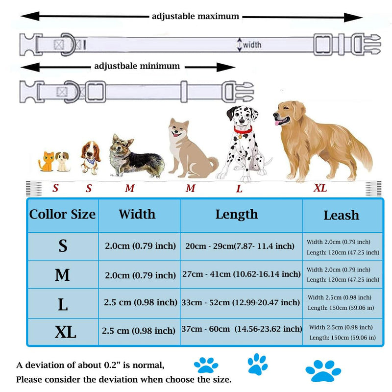 JAY D.L Dog Collar and Leash Set，Soft & Comfy Velvet Dog Collars with Heavy Duty Metal Buckle and Matching Lead Adjustable for Small Medium Large Dogs (Large, Royal Blue) - PawsPlanet Australia