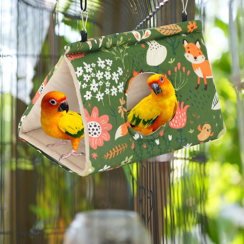 Rypet Winter Warm Bird Nest House - Hanging Hammock Velvet Shed Hut Cage Plush Fluffy Birds Hideaway Sleeping Bed Fuzzy for Parrot Parakeet Cockatiels Budgies Lovebird Medium?Green? Medium (Pack of 1) Green