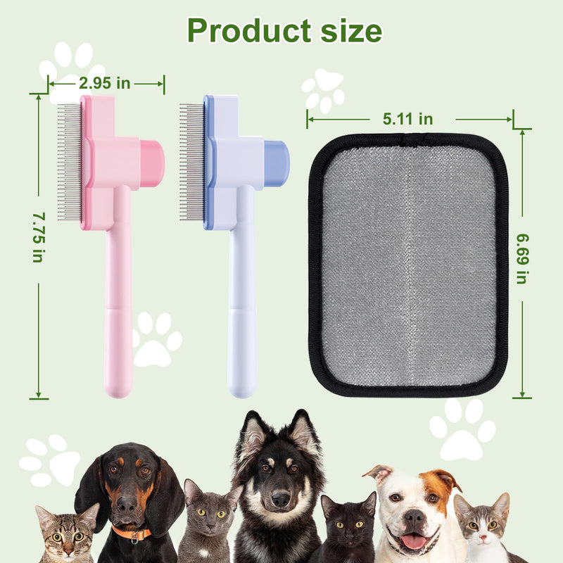 3PCS Flea Comb for Cats and Dogs with Pet Hair Remover Glove, Portable Pet Grooming Kit with a Release Button, Flea Removal Brush, Deshedding Glove for Shedding, For Pet Massage and Shed Hair Removal - PawsPlanet Australia