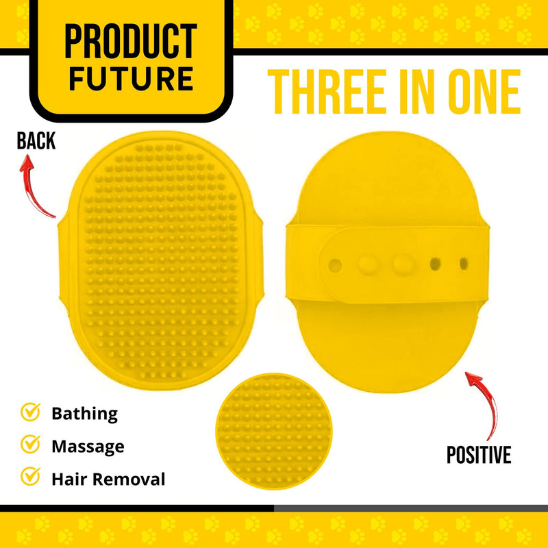 Silicone Dog Bath Brush – Soft Pet Scrubber for Bathing & Grooming – Shampoo Brush for Dogs, Cats & Puppies – Adjustable Strap – Choose from 5 Colors (Yellow) Yellow - PawsPlanet Australia
