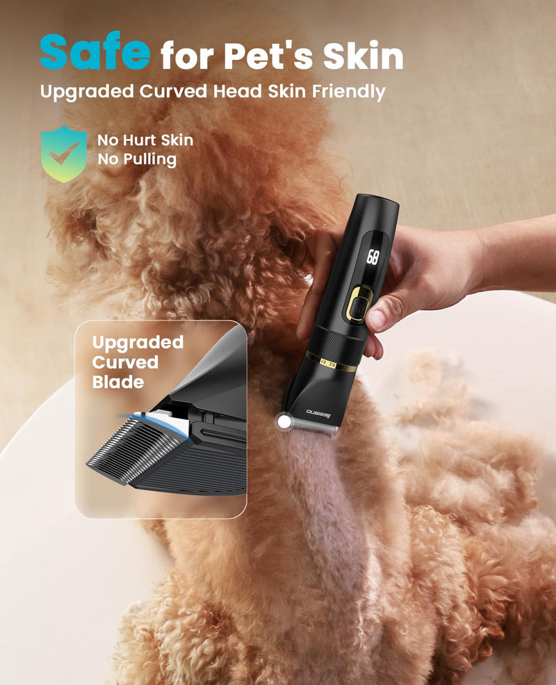 oneisall Quiet Dog Clippers Upgraded Pro, Dog Hair Clippers with LED Display, 3.5h Battery, Rechargeable, IPX7 Waterproof Pet Grooming Kit for Home Grooming