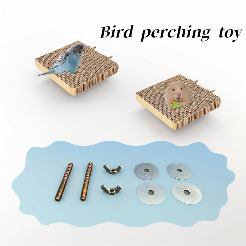 2PCS Bird Toys for Cage - Shredding & Foraging Platform Perch Stand, Safe Cardboard Chew Toys for Parakeets, Cockatiels, Conures, Parrots | Cage Attachment | Bird Cage Accessories - PawsPlanet Australia