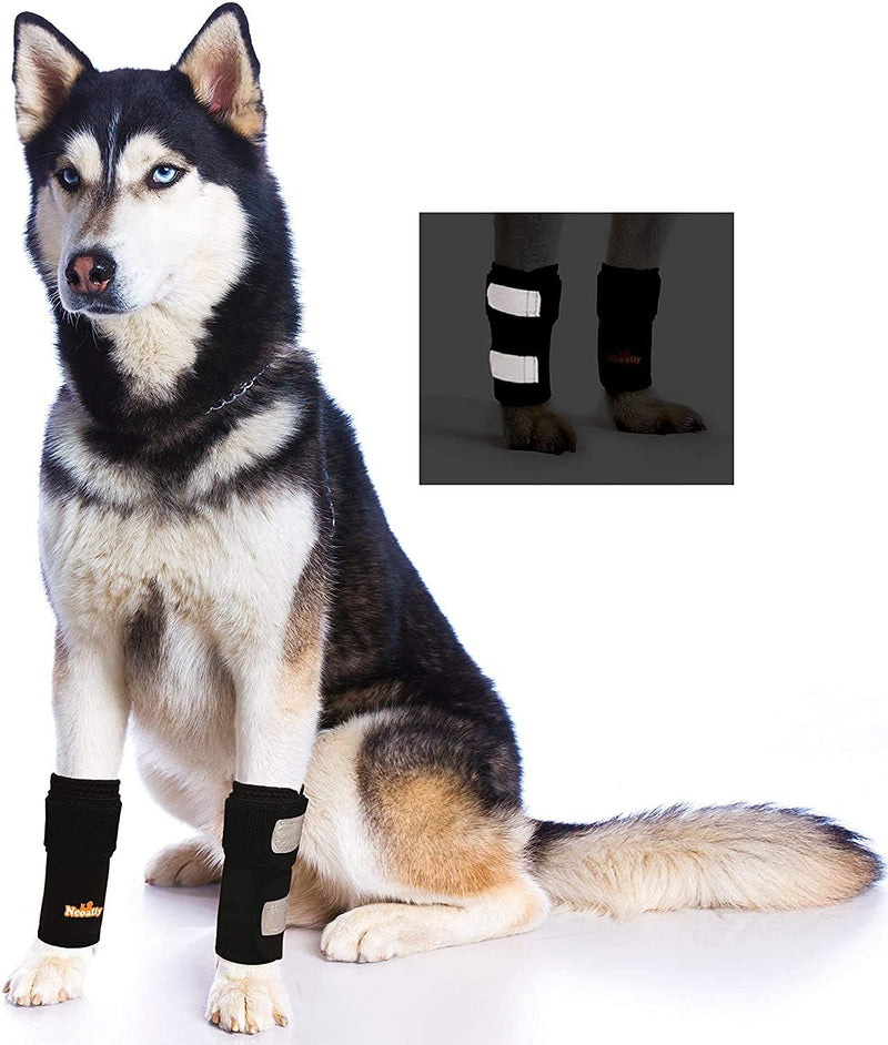 NeoAlly Dog Braces Front Leg Carpal Support Canine Wrist Braces with Safety Reflective Straps for Limping, Joint Pain, Lameness, and Loss of Stability from Arthritis (S/M Pair) S/M (1 Pair)