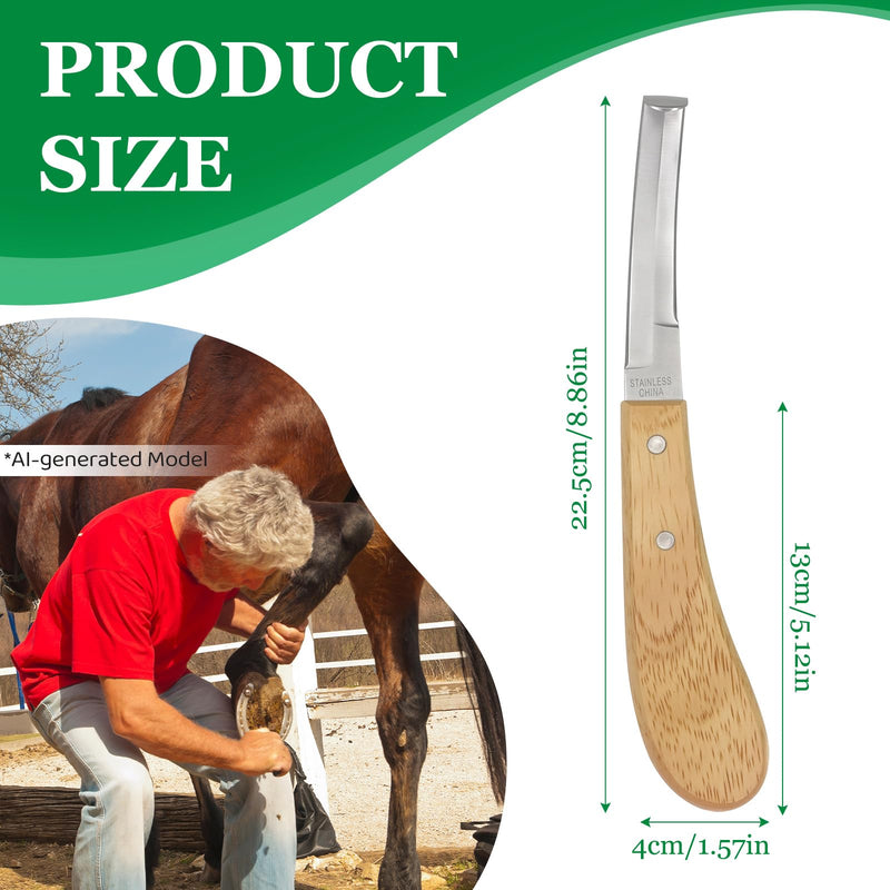 Hoof Knife Double Edge with Wooden Ergonomic Handle Hoof Trimmer Farrier Tool for Horses, Cows & Farm Livestock