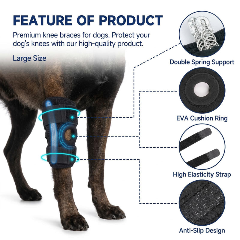 1 Pair Dog Leg Brace for Front & Rear Legs, Supportive Brace for Weak Back Legs, ACL Tear, and Joint Discomfort, Joint Warps Adjustable Support Help Hind Legs Injuries Sprains Arthritis-Large Brace