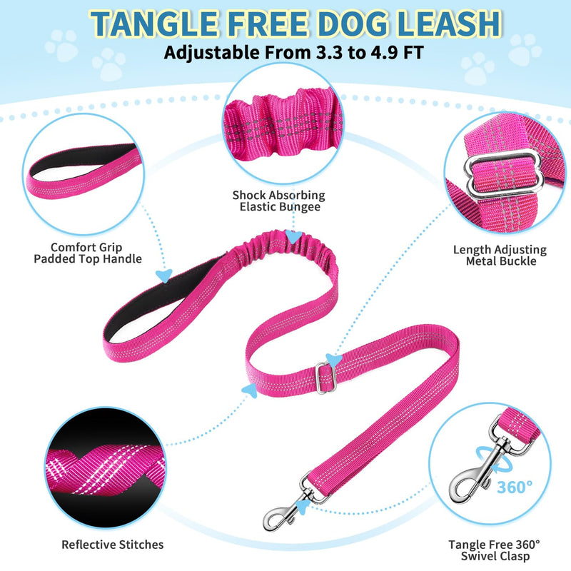 SlowTon No Pull Small Dog Harness and Leash Set, Puppy Soft Vest Harness Neck & Chest Adjustable, Reflective Lightweight Harness & Anti-Twist Pet Lead Combo for Small Medium Dogs (Fuchsia, XXS) XX-Small (Chest 11.5-15.0") A-Fuchsia