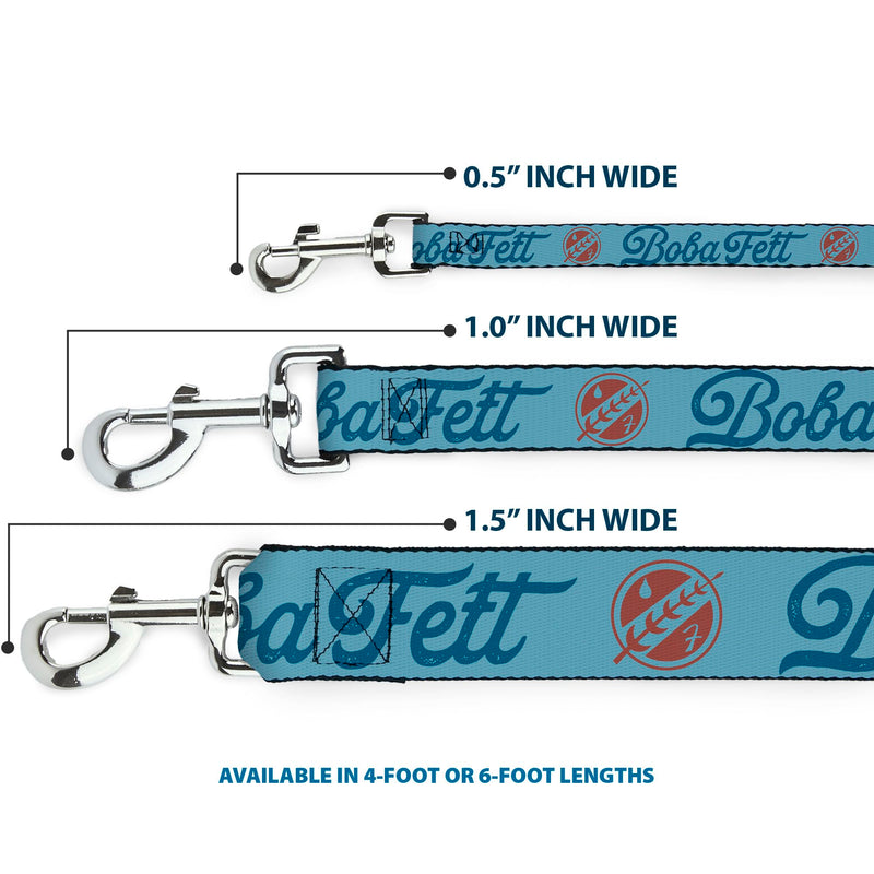 Star Wars Pet Leash, Dog Leash, Star Wars Boba Fett Script and Logo Blues Red, 6 Feet Long 1.5 Inch Wide 6 Feet Long - 1.5" Wide