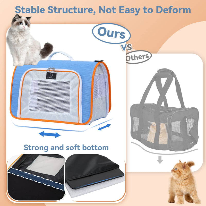 A 4 Pet Cat Carrier, Airline Approved Pet Carrier for Small Medium Cats Dogs Puppy with Safety Tether, Lightweight EVA Soft-Sided Bag, Anti-Collapse for Plane Car Train Vet