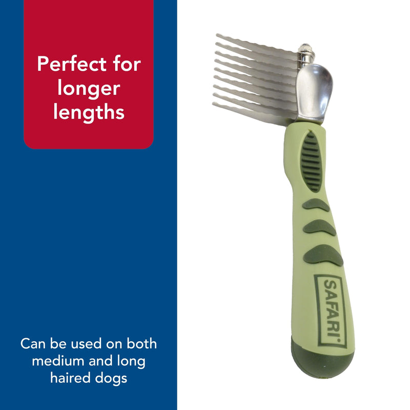 Coastal Pet Safari Dog De-Matting Comb - Serrated Stainless Steel Grooming Tool for Dogs with Medium to Long Hair - Keeps Coats Smooth & Soft - One Size NO Color