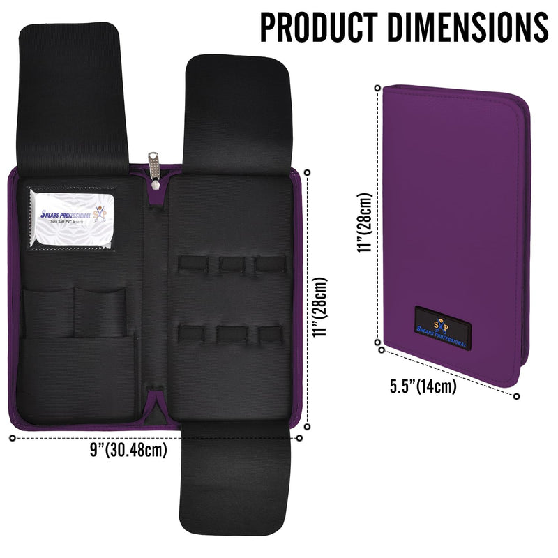 Leather 5 Scissor & Shear Storage Case for Hairstylist - Hairdresser -Scissor Holder Perfect for home-saloon use (Purple) Purple