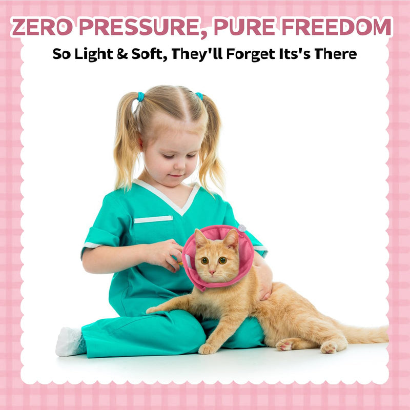 Cat Cone Collar, Soft Cat Cones, Lightweight Pet Recovery Collar For Cats Kittens Puppies After Surgery, Elizabethan Collar To Stop Licking, Adjustable Cat Surgery Collar Anti Scratch Pink M M(9.8-11.8")