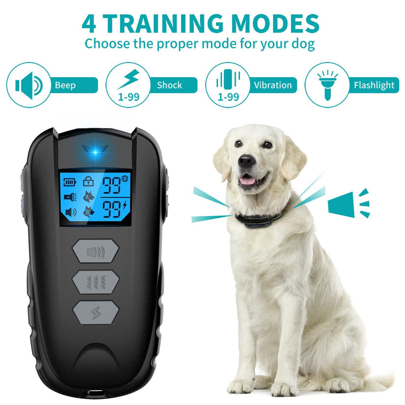 Dog Training Collar with Remote, Waterproof Dog Collar with Beep Vibration Shock, Adjustable 0 to 99 Shock Vibration Levels Dog Training Set for Small Medium Large Dogs - PawsPlanet Australia