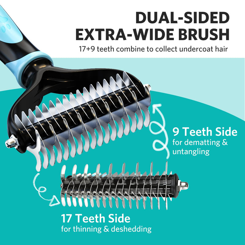 MIU COLOR Pet Grooming Brush, Deshedding Tool for Dogs & Cats, Undercoat Rake for Dogs & Dog Brush for Shedding - PawsPlanet Australia