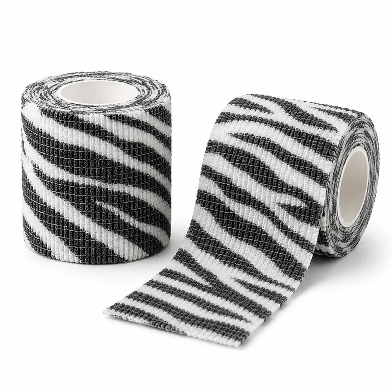 Premium Pet Vet Wrap — Non-Stick to Fur Self Adherent Bandage Wrap for Dogs, Cats & Horses, Breathable Cohesive Tape for Wounds, Paws & Legs, Animal Print Design - Pack of 2 Zebra Print