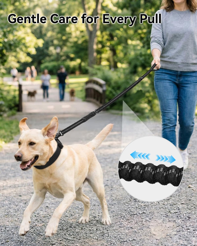 Joytale Tactical Dog Leash Heavy Duty, 4-6FT Shock Absorbing Bungee Lead with 2 Padded Handle, Metal Carabiner Clip, Car Seatbelt, Strong No Pull Leash for Medium Large X-Large Dogs, Black - PawsPlanet Australia