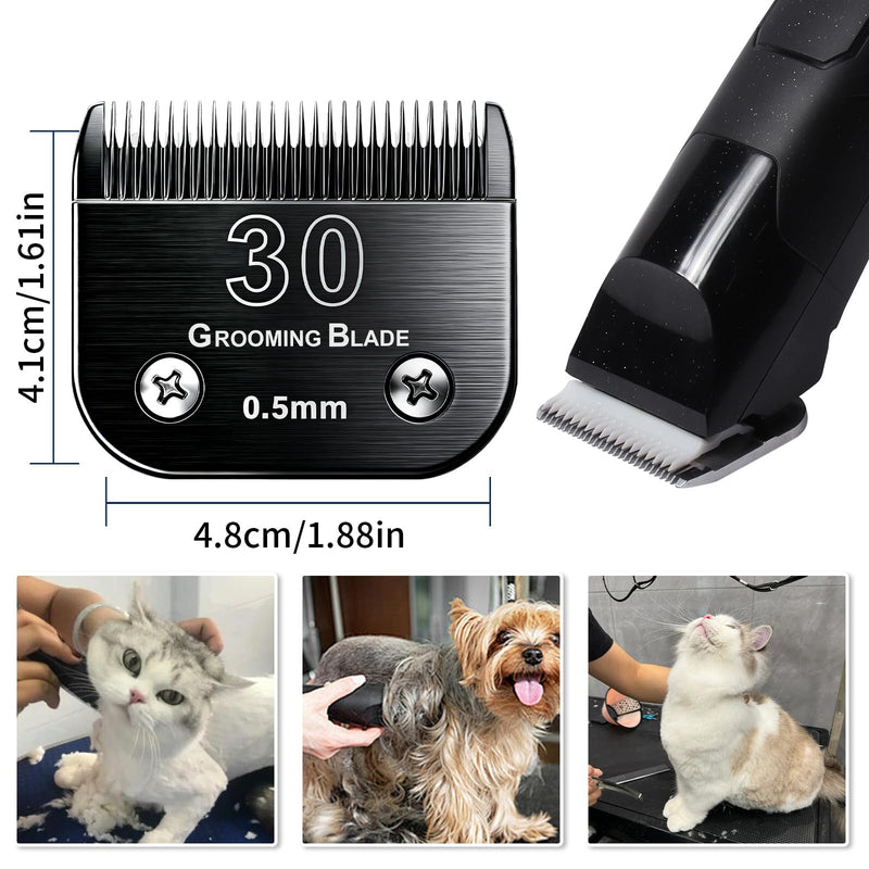 3 Pcs Size 30# Detachable Dog Grooming Blades, Compatible with Andis, Oster A5, Wahl KM10 Series Clippers, Cut Length 0.5mm, Black (30# 0.5mm, 3Pcs) 30# 0.5mm, 3 Pcs
