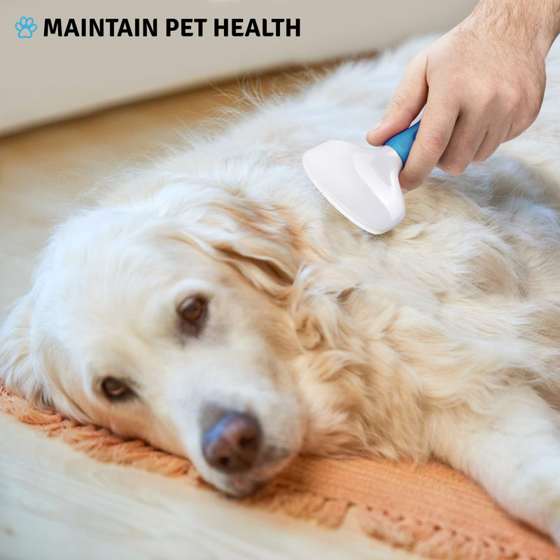 Poodle Pet Slicker Brush - For Dogs, Cats, and Rabbits - Removes Matted Fur, Knots, and Loose Hair - Suitable for Grooming Doodles and Goldendoodles with Short or Long Hair Blue - PawsPlanet Australia