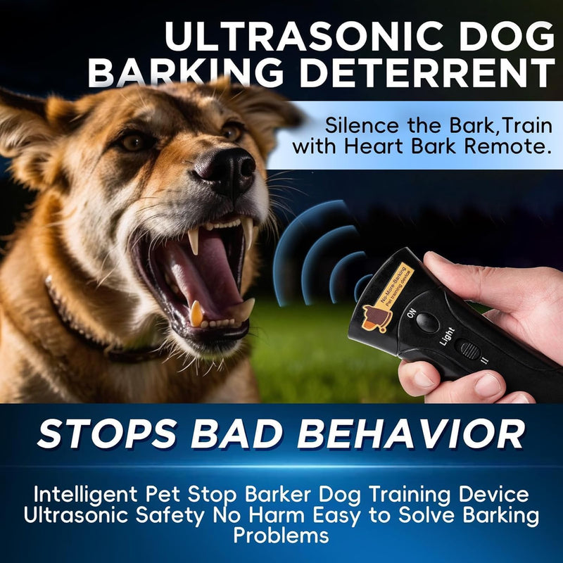 Dog Bark Deterrent Devices, Ultrasonic Anti Barking Device for Dogs, Barks No More Dog Training Device, Stop Dog Bark Control Deterrent Device Indoor Outdoor, Safe for Human & Dogs, Contains Battery Black - PawsPlanet Australia