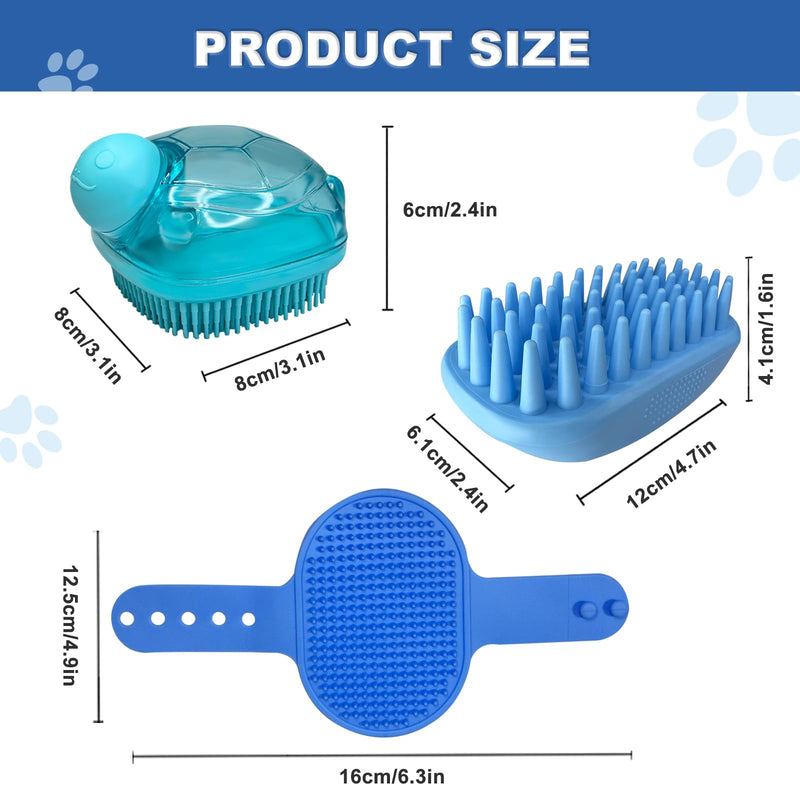 3PCS Dog Bath Brush, Dog Shampoo Brush, Dog Scrubber for Bath,Dog Bath Products are Suitable for Short, Long haired Dogs, Cats, Large Dogs, and Small Dogs Pet shower set-c - PawsPlanet Australia