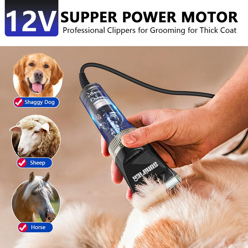 Professional Dog Grooming Clippers for Thick Coat - Dog Hair Trimmer for Grooming Kit- Sheep Shears for Thick Hair – Pet Grooming Clippers for Dogs, Cats, Sheeps, Horse (Black) Black - PawsPlanet Australia