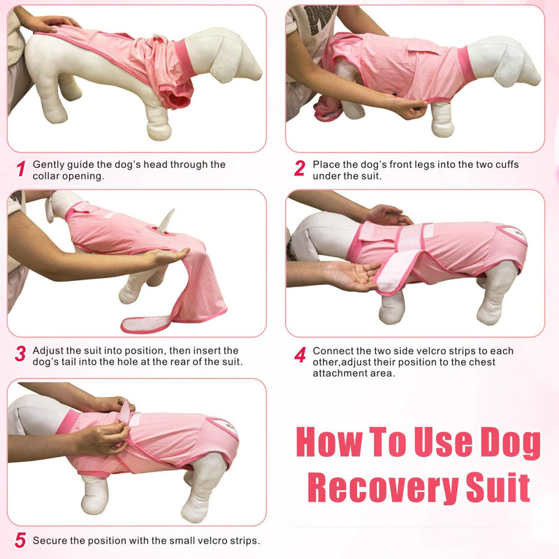 Idepet Dog Recovery Suit Female,Dogs Onesie Suit Surgery Male Breathable Pet Bodysuit for Spay Neuter E-Collar & Cone Alternative Surgical Suit Puppy Abdominal Anti Licking Wounds Shirt (Pink, XL) Pink