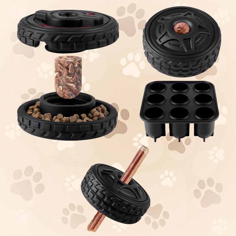 3-in-1 Dog Treat Toy for Aggressive Chewer, Natural Rubber Dog Enrichment Toy, Chew Toy, Bully Stick Holder, Lick Toy with Silicone Mold Black-Red - PawsPlanet Australia