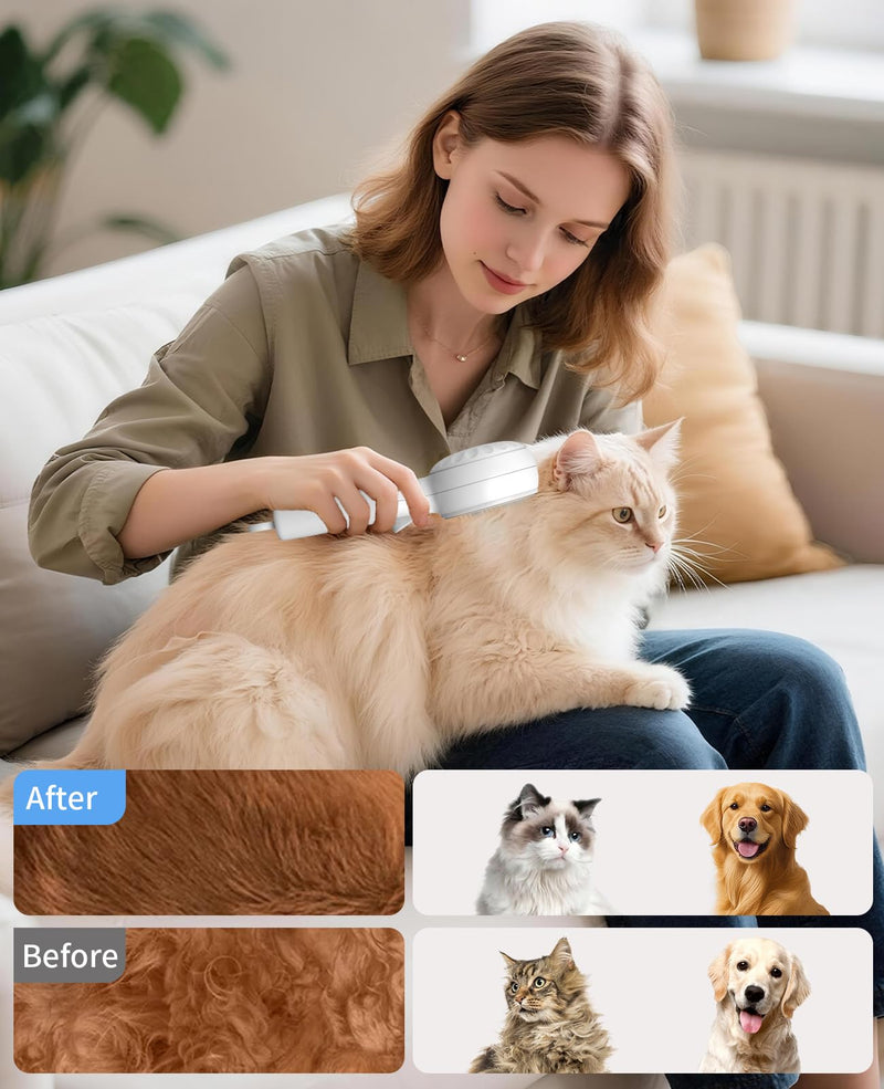 Cat Steam Brush, Cat and Dog Steam Brush, for Shedding with Release Button, 2 Speed Adjustable Spray USB Rechargeable Pet Grooming Supplies, for Dogs and Cats Pet Hair - PawsPlanet Australia
