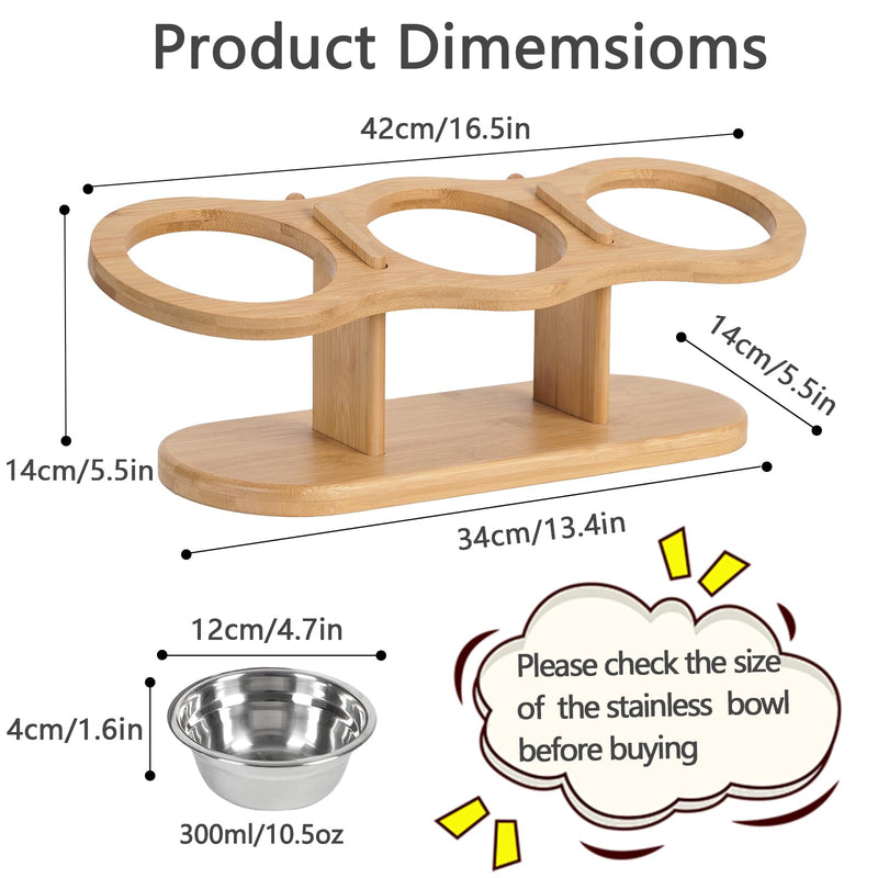 Elevated Cat Bowls Raised Cat Food Bowls, 15° Tilted Pet Bowls for Cats Puppy Small Dogs, Raised Dog Bowl Stand Feeder Adjustable Dog Cat Food Water Bowls Stand with 3 Stainless Steel Bowls - PawsPlanet Australia