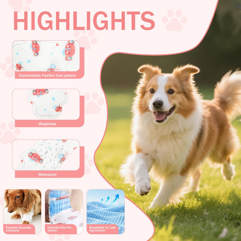 Disposable Dog Booties for Dog Cats,40Pcs Pet Booties Waterproof and Breathable with Adjustable Bandage,Dog Paw Protectors Prevent Licking,Paw Socks Protector for Small Medium Large Dogs S - PawsPlanet Australia
