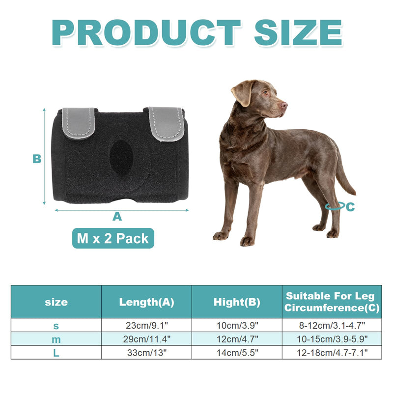 Dog Leg Brace for Back Leg, Ankle Joint Support Brace for Rear Leg with Metal Strips and Safety Reflective Straps (M, Polyester, 2Pcs), for Knee Recovery Prevent M