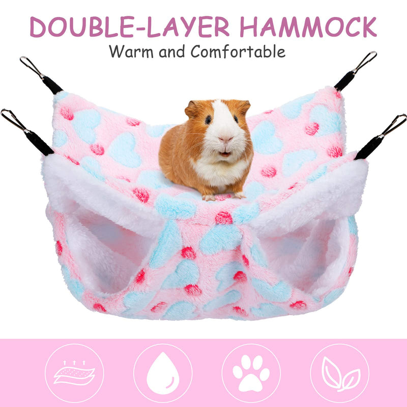 2 Pieces Rat Hammock and Guinea Pigs Soft Blankets Set Ferret Hanging Hammock Small Animal Hammock Guinea Pig Accessories Hamster Mats for Rat Ferret Guinea Pig Squirrel Small Pet(Pink)