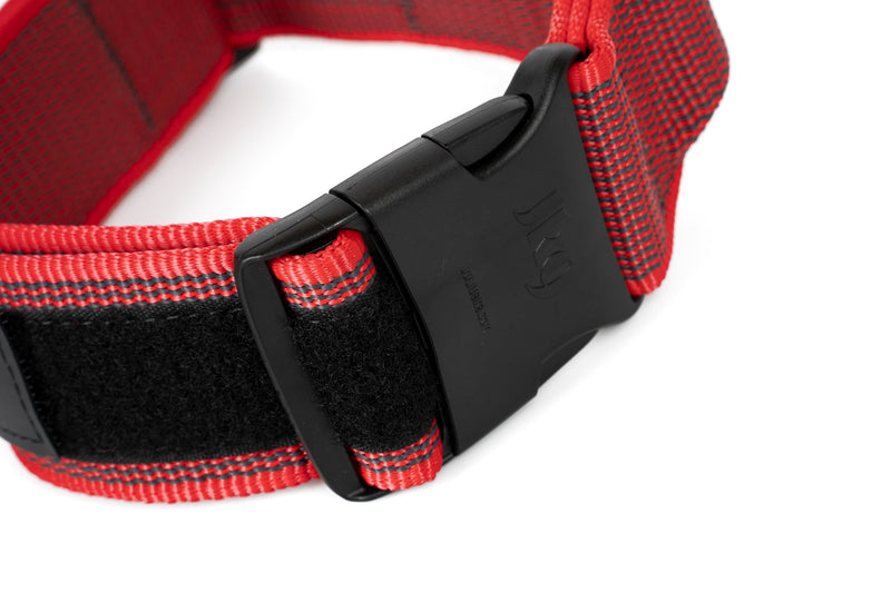 Julius-K9 Color and Gray Collar with Handle and Interchangeable Patch, 50 mm (49-70 cm), Red-Gray - PawsPlanet Australia