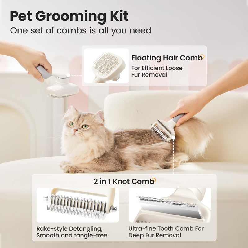 Potaroma 3 in 1 Dog Cat Grooming Set, Double-Sided Deshedding - Dematting Undercoat Rake and Pin Brush, Shedding Brush Pet Hair Deshedder, Green White - PawsPlanet Australia
