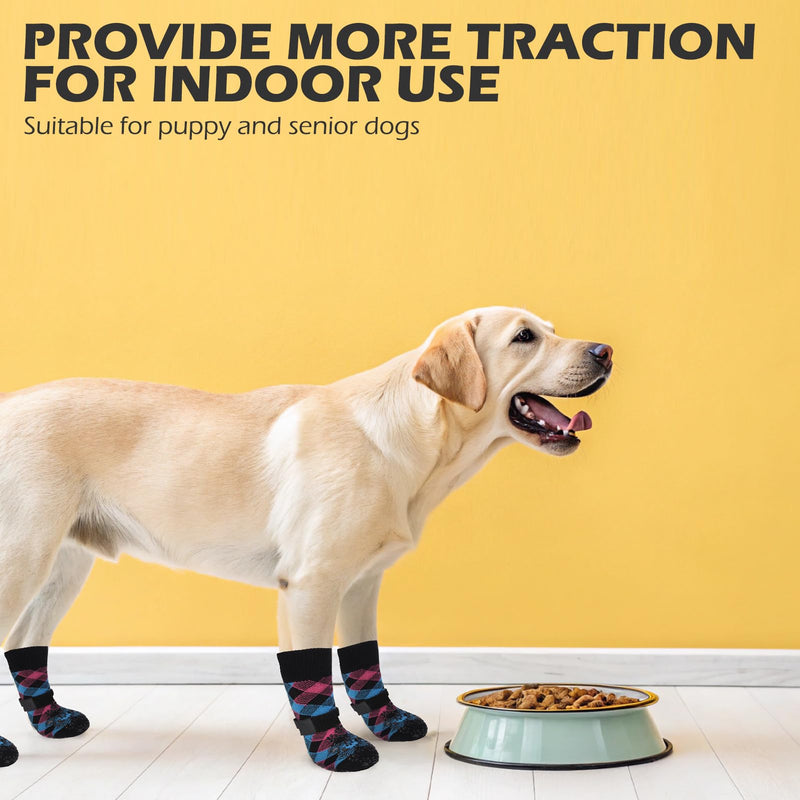 EXPAWLORER Dog Socks to Prevent Licking Paws, Dog Shoes for Hot Pavement, Anti Slip Dog Booties for Hardwood Floors, Dog Boots & Paw Protectors for Small Medium Large Senior Dogs, Pink Blue XL X-Large