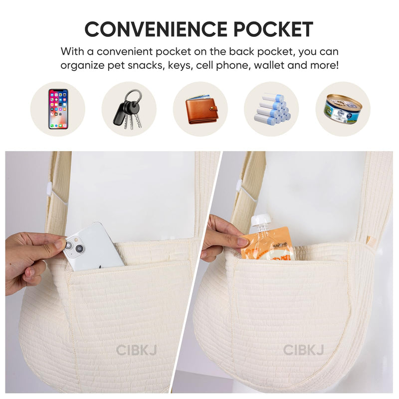 Small Dog Carrier Sling,Dog Slings for Small Dogs,Hand Free Dog Carrier Cat Sling for Outdoor Traveling Subway (White Adjustable) White Adjustable - PawsPlanet Australia