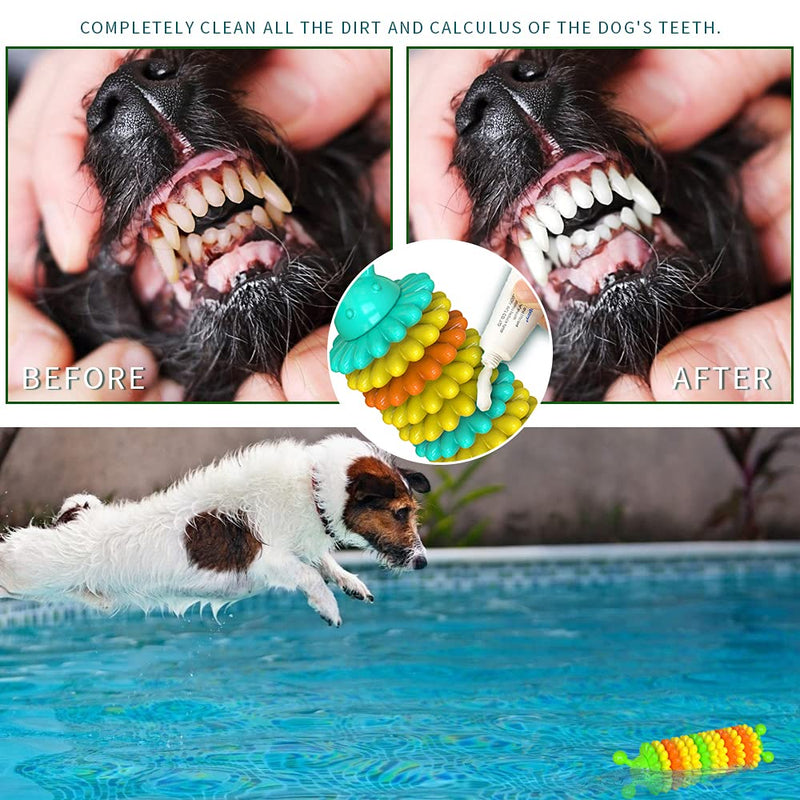 TIANHAO Dog Toys for Aggressive Chewers, Natural Rubber Indestructible Teeth Cleaning Dog Chew Toys for Small Medium Large Dogs, Outdoor Entertainment Interactive Puppy Chew Toys for Training, Green Green Caterpillar - PawsPlanet Australia