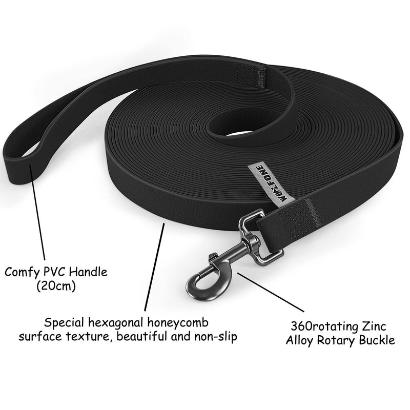 Wolfone 9m Black Heavy Duty Robust Training Dog Leash with Anti-Slip Handle?Waterproof Long Dog Leash for Outdoor Activities - PawsPlanet Australia