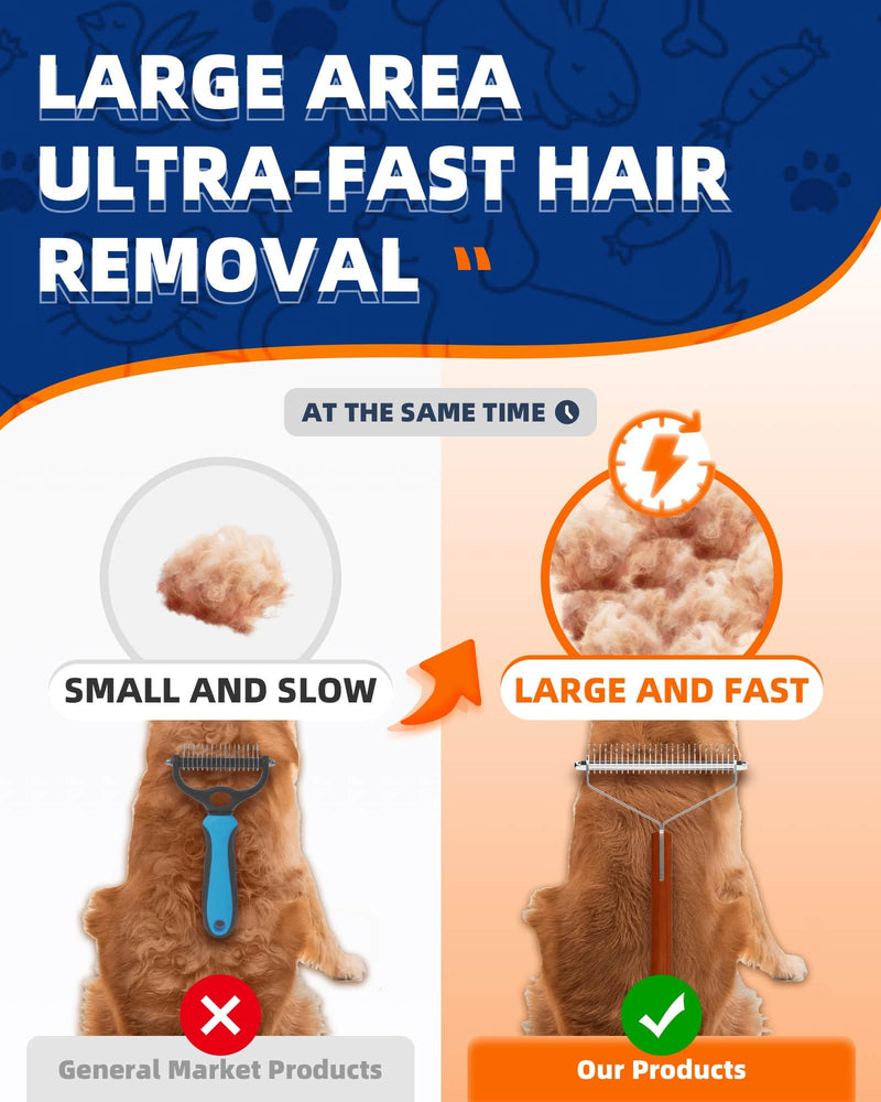 Extra Large 2-Sided Undercoat Rake for Dogs & Cats, Dog Brush for Shedding Remove Mats, Dematting Comb, Safe & Gentle Grooming Brush for German Shepherds Medium to Long-Haired Pets (Walnut Handle) XL - 14/27 Teeth - Walnut (Most Popular) - PawsPlanet Australia