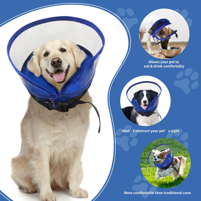 Inflatable Dog Collar for After Surgery, 2 IN 1 Removable Enhanced Anti Licking Baffle for Small Medium Large Dogs Cone Soft Recovery Collars to Anti Scratching (M) M