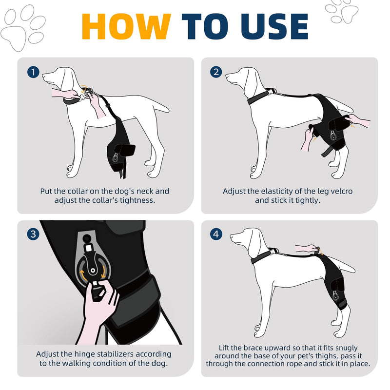 CHAMIN Adjustable Dog Knee Brace for Torn ACL Hind Leg, Support for Tear Ligament, Osteoarthritis, Rear Leg Limp, Recovery After Surgery,et(Left Leg,S) Left Leg S