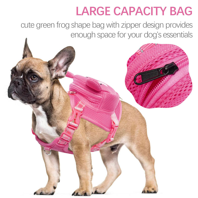 IDOMIK Dog Backpack Harness, No-Pull Dog Backpack with D-Ring for Small Medium Dogs, Cute Self Carrier Backpack for Dogs to Wear, Adjustable Dog Harness Backpack for Traveling Camping Hiking,Pig,XS X-Small Pink Pig - PawsPlanet Australia